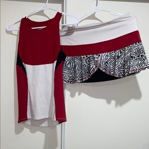 Lucky in Love Red and White Activewear Set
